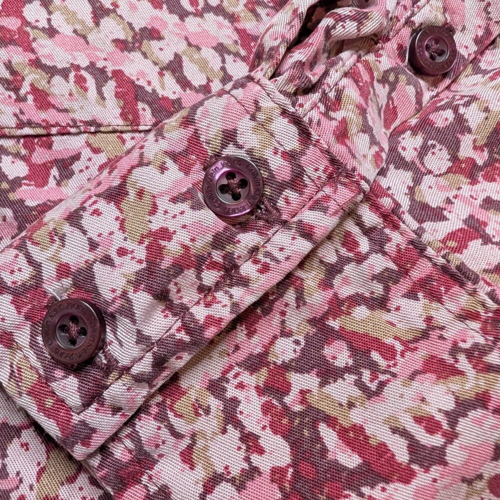 Calvin Klein Jeans long sleeve, pink, white, green button down shirt - size M - Picture 5 of 8